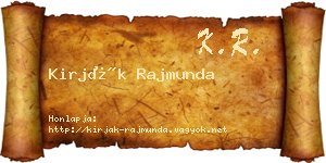 Kirják Rajmunda névjegykártya